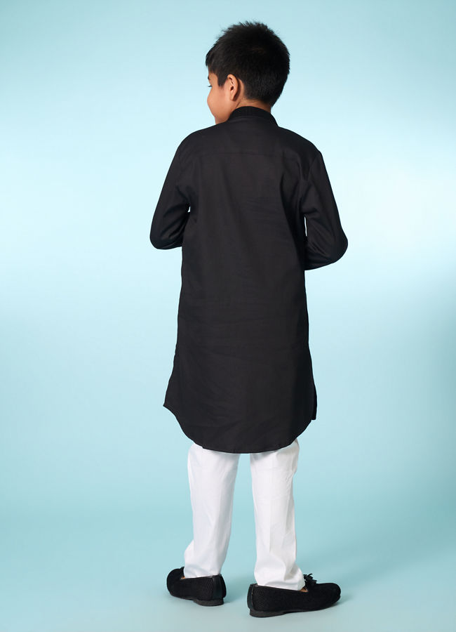 Manyavar Boys Black Kurta Pajama Set