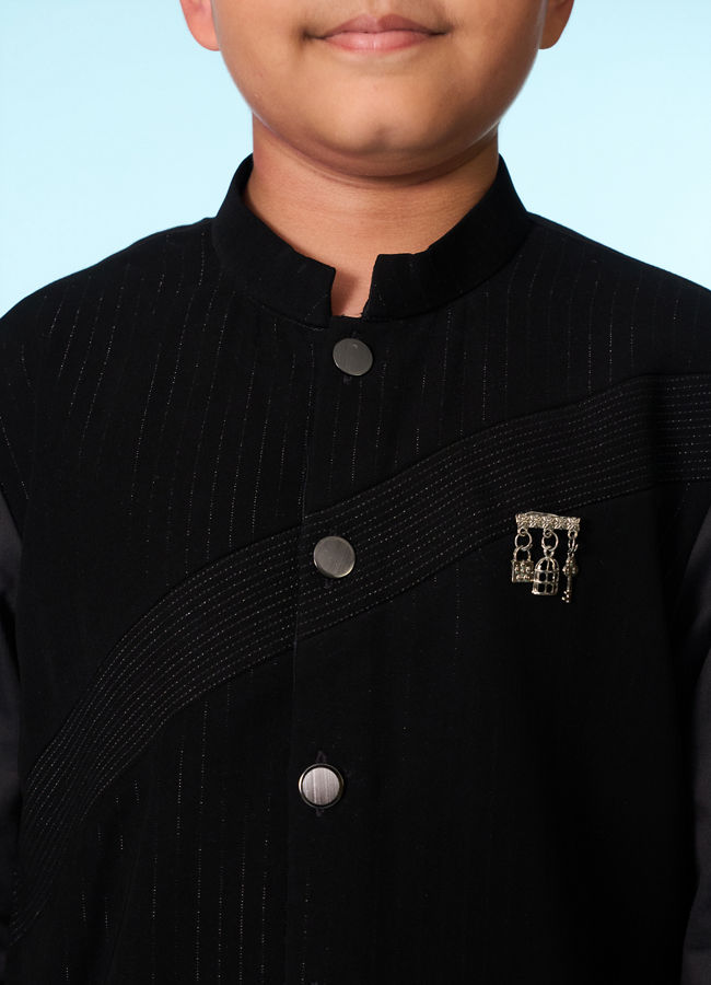 Manyavar Boys Black Kurta Pajama Set
