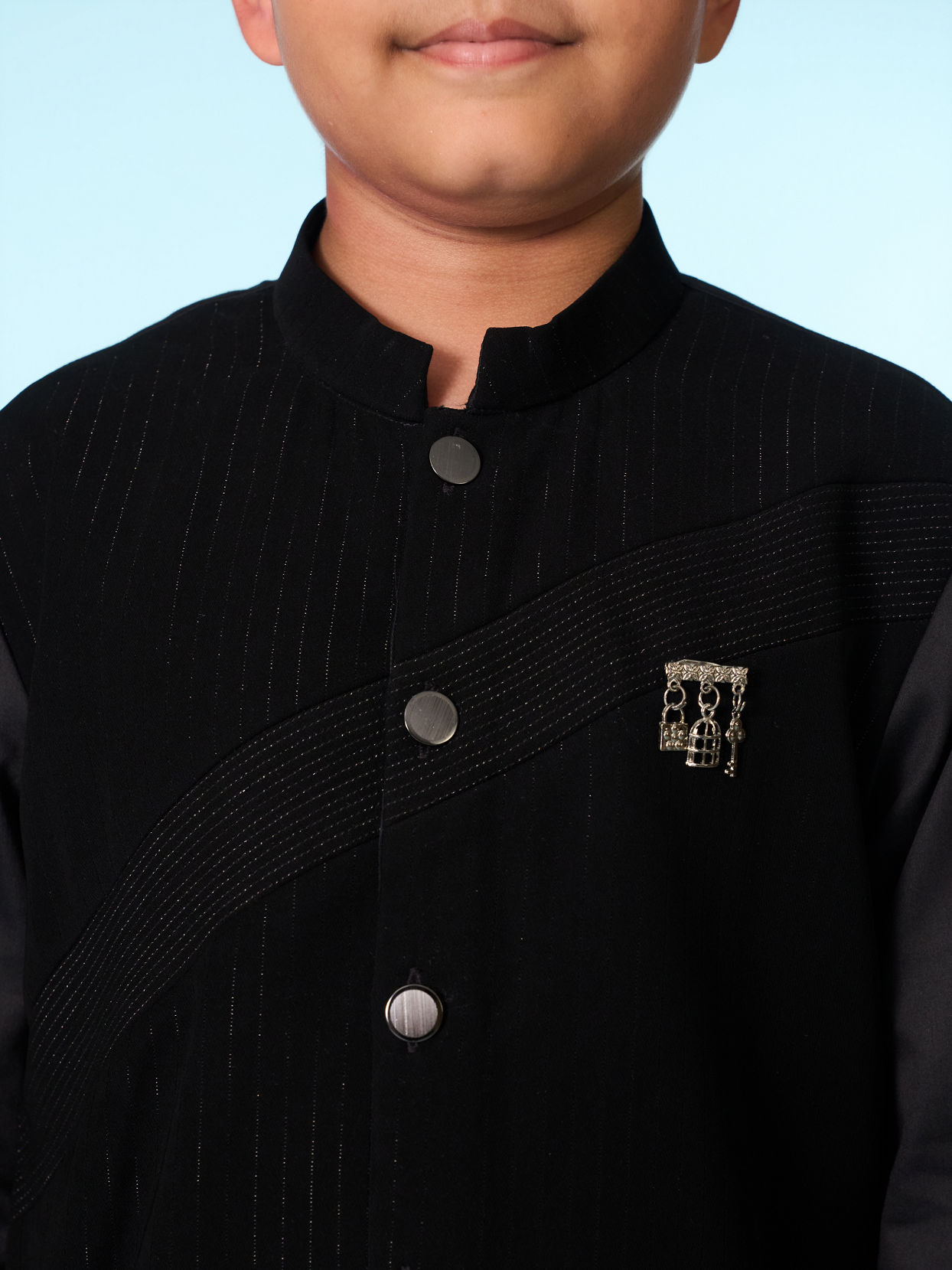 Manyavar Boys Black Kurta Pajama Set