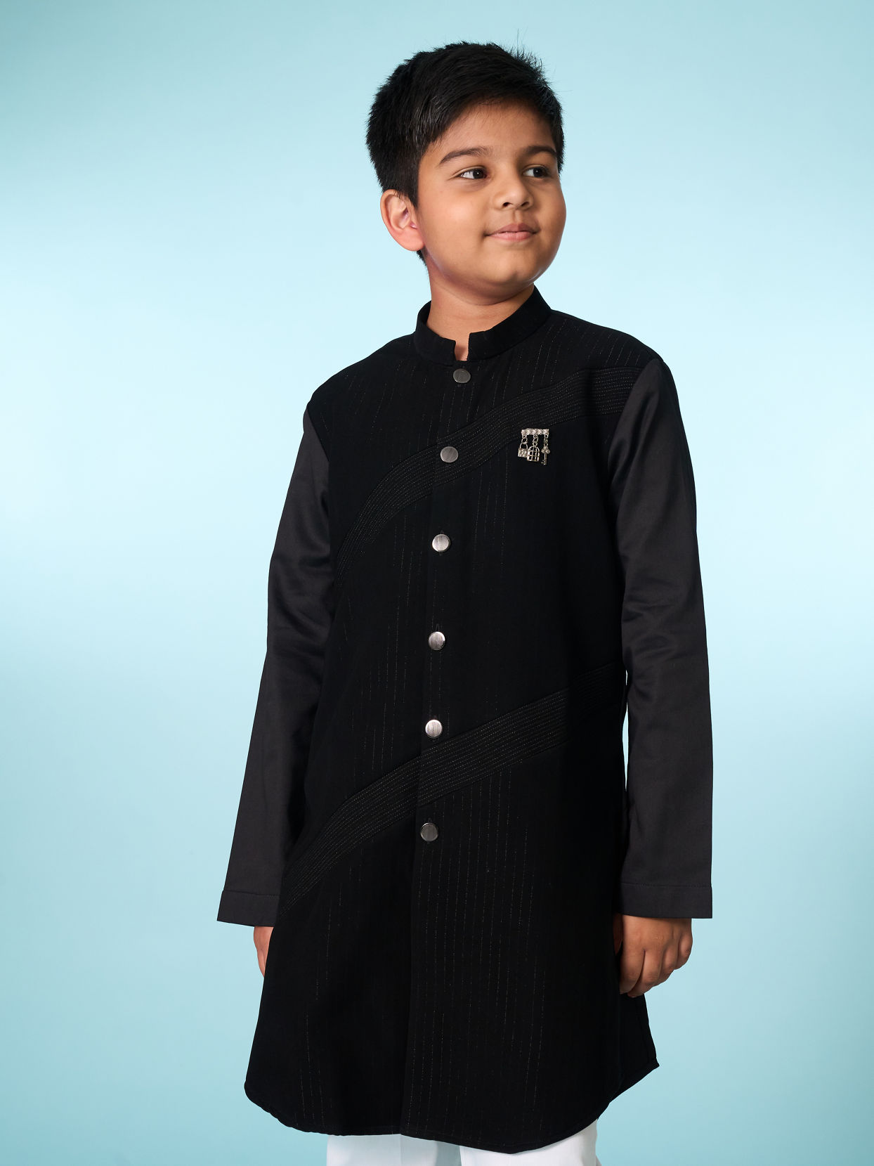 Manyavar Boys Black Kurta Pajama Set