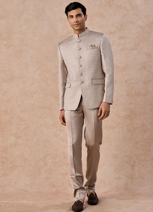 Manyavar Men Natural Elegance Beige Jodhpuri Suit