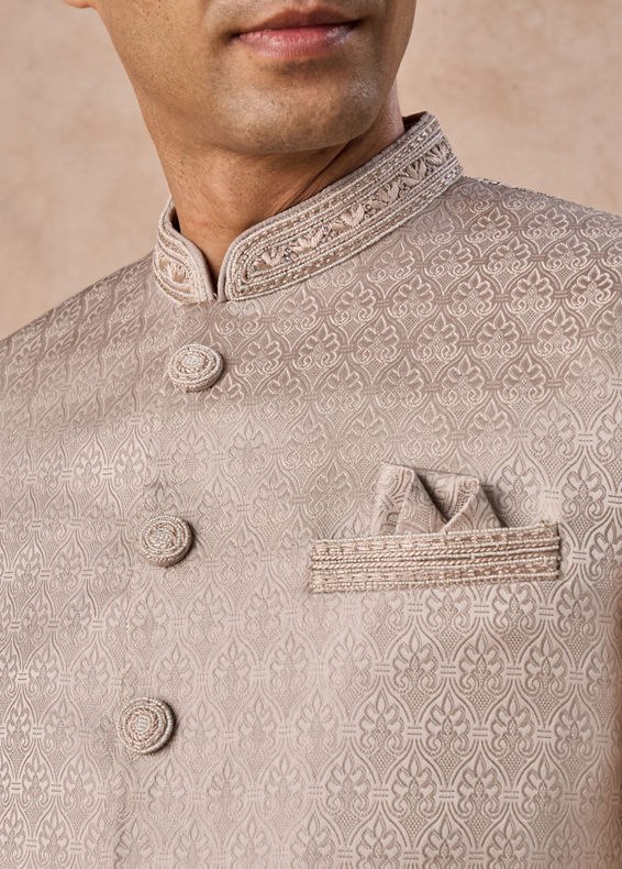 Manyavar Men Natural Elegance Beige Jodhpuri Suit