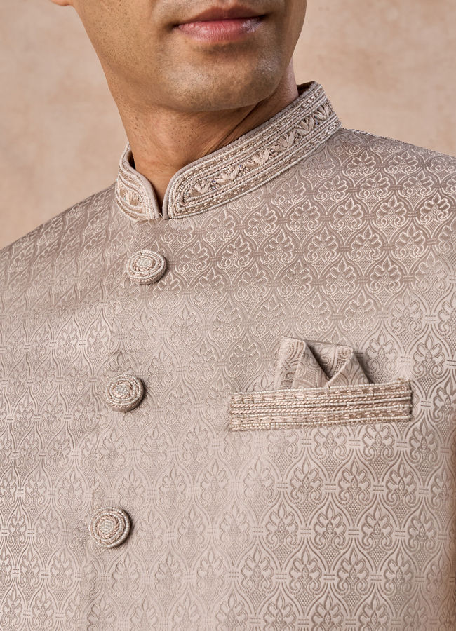 Manyavar Men Natural Elegance Beige Jodhpuri Suit