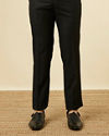 Manyavar Men Smokey Black Paisley Patterned Suit