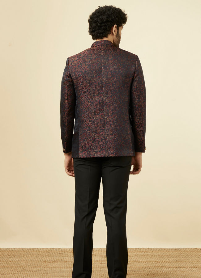 Blue Paisley Patterned Jodhpuri Suit Set image number 4