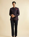 Manyavar Men Dark Blue Floral Jaal Patterned Jodhpuri Set