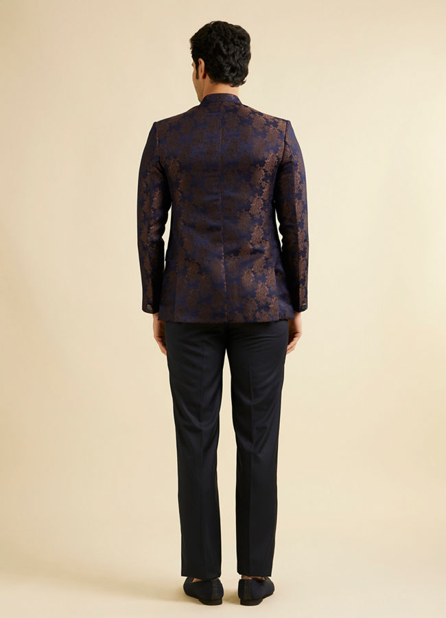 Manyavar Men Dark Blue Floral Jaal Patterned Jodhpuri Set