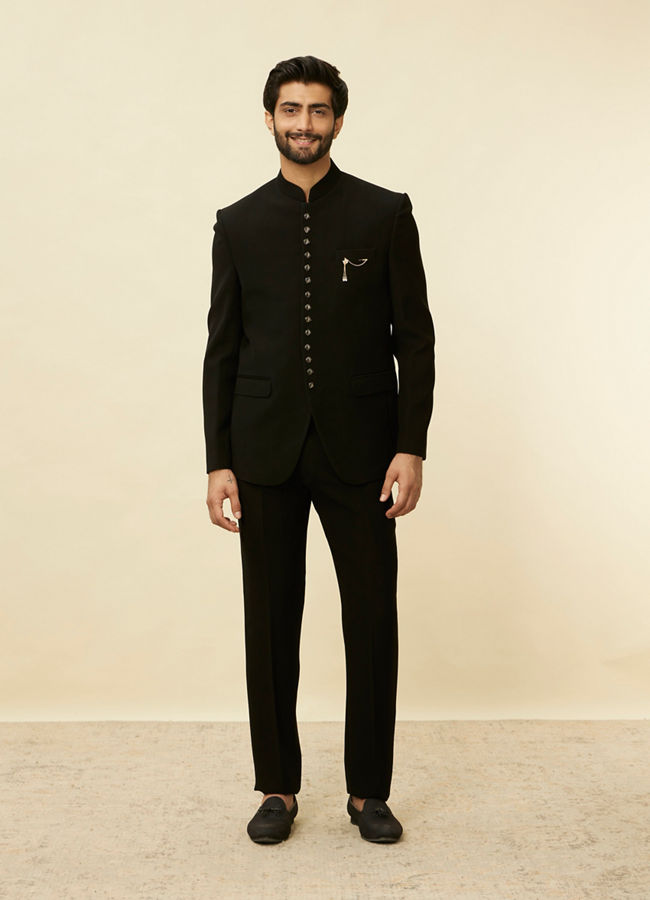 Buy Rich Black Classic Jodhpuri Suit Online in India Manyavar Suit Set for Men