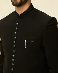 Manyavar Men Rich Black Classic Jodhpuri Suit