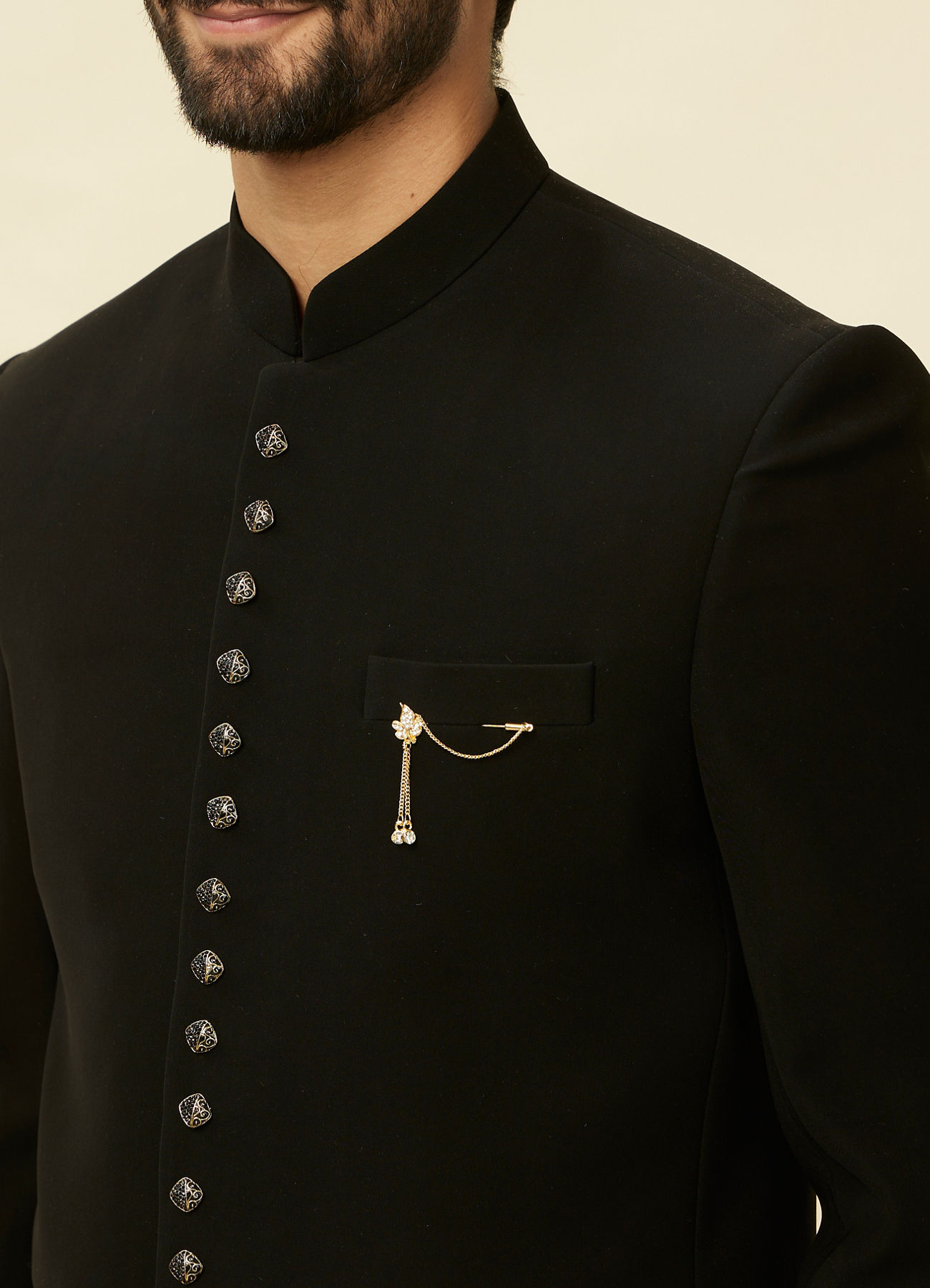 Manyavar Men Rich Black Classic Jodhpuri Suit