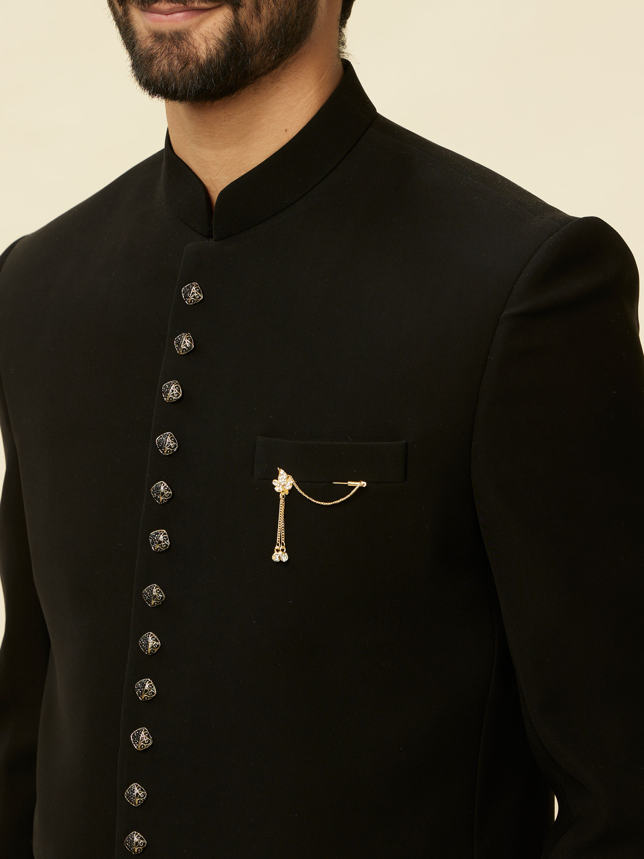 Manyavar Men Rich Black Classic Jodhpuri Suit