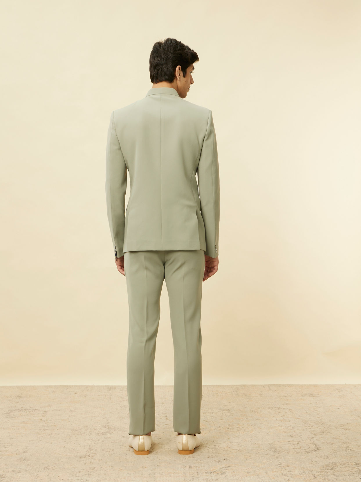 Manyavar Men Pista Green Classic Jodhpuri Suit