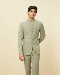 Manyavar Men Pista Green Classic Jodhpuri Suit