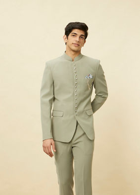 Manyavar Men Pista Green Classic Jodhpuri Suit image number 0