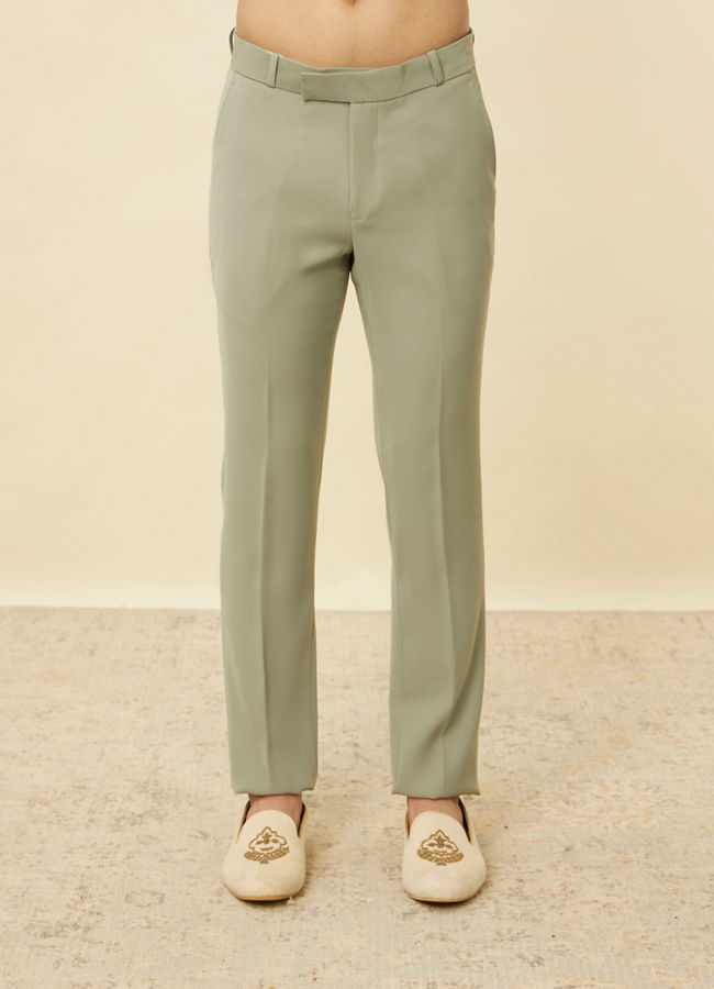 Manyavar Men Pista Green Classic Jodhpuri Suit