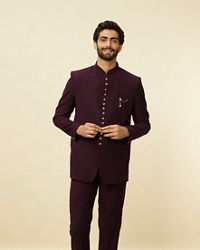 Manyavar Men Royal Purple Classic Jodhpuri Suit