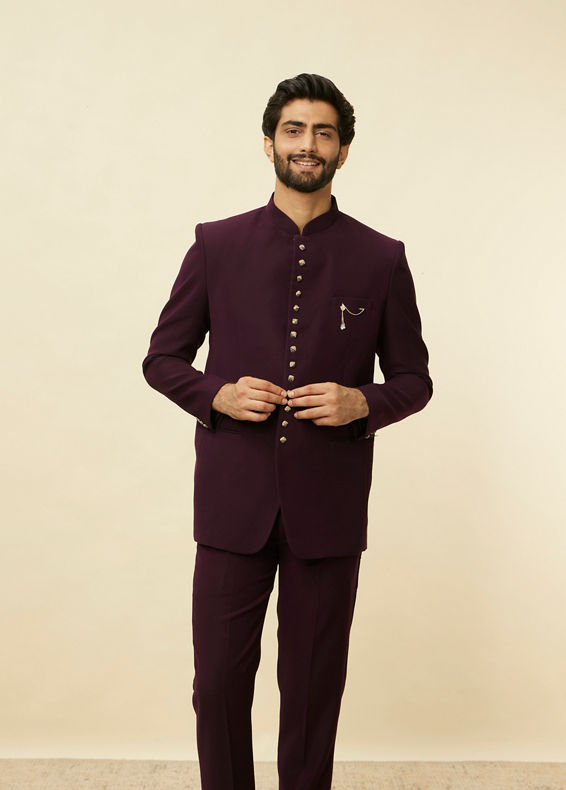 Manyavar Men Royal Purple Classic Jodhpuri Suit