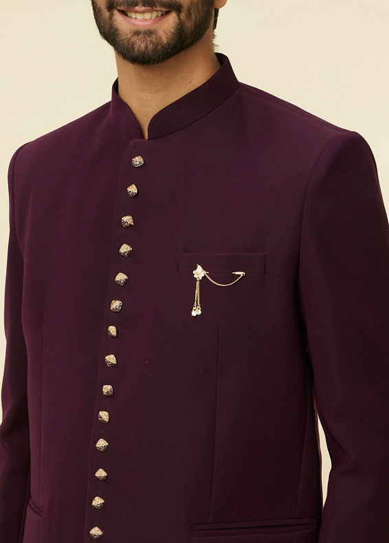 Manyavar Men Royal Purple Classic Jodhpuri Suit