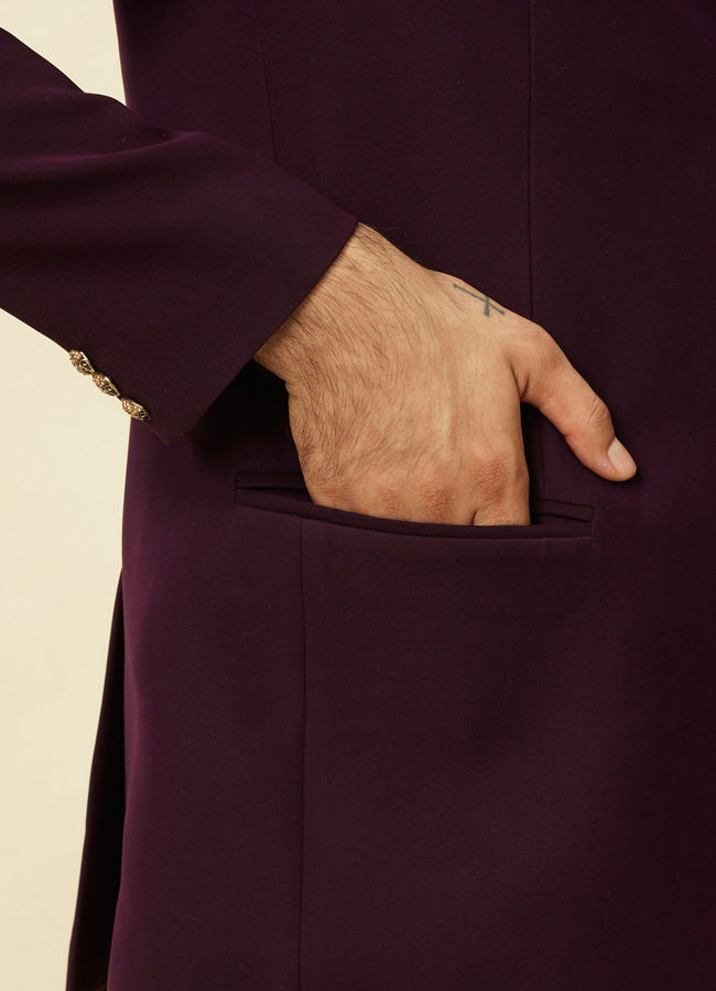 Manyavar Men Royal Purple Classic Jodhpuri Suit
