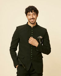 Manyavar Men Classic Dark Green Jodhpuri Suit