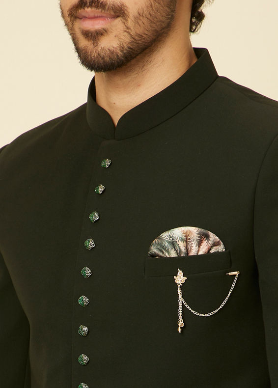 Manyavar Men Classic Dark Green Jodhpuri Suit