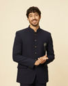 Manyavar Men Classic Dark Blue Jodhpuri Suit