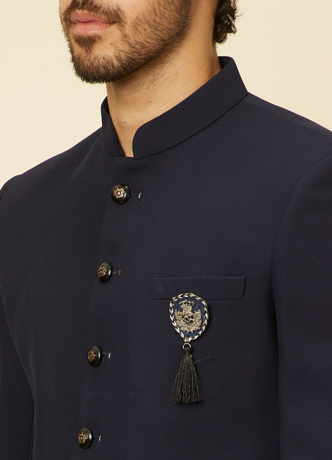 Manyavar Men Classic Dark Blue Jodhpuri Suit
