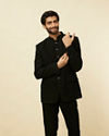 alt message - Manyavar Men Charcoal Black Classic Jodhpuri Suit image number 0