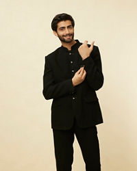 Buy Charcoal Black Classic Jodhpuri Suit Online in the USA Manyavar Suit Set for Men