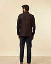 Manyavar Men Dark Blue Dark Brown Sequin Embellished Jodhpuri Suit