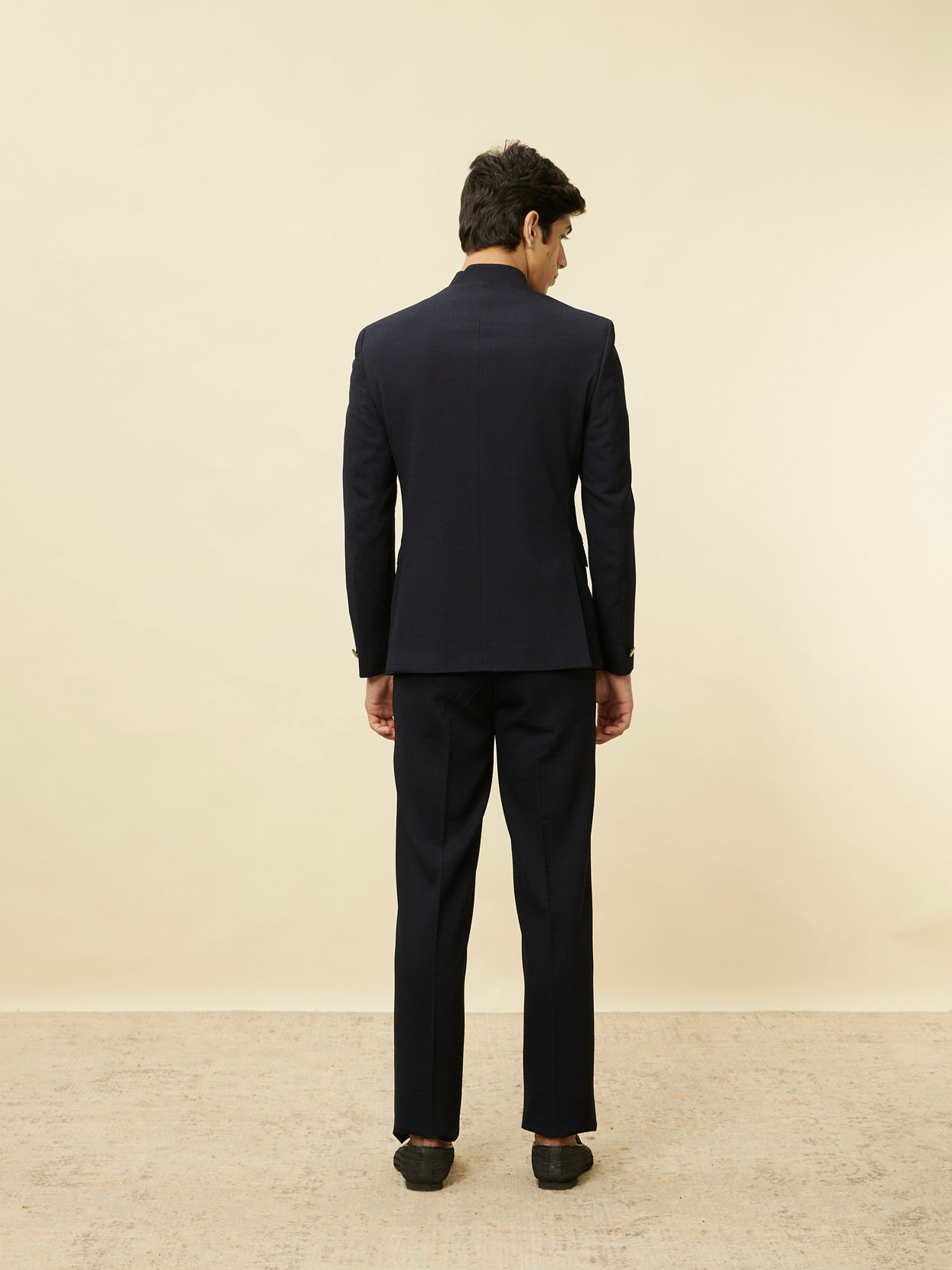 Manyavar Men Twilight Blue Textured Jodhpuri Suit