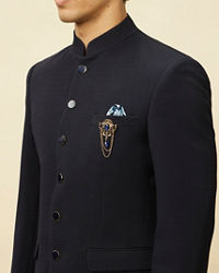 Manyavar Men Twilight Blue Textured Jodhpuri Suit