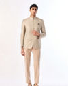 Manyavar Men Pistachio Green Ogee Patterned Suit
