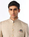 Manyavar Men Pistachio Green Ogee Patterned Suit
