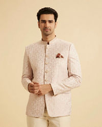 Manyavar Men Peach Elegance Jodhpuri Suit