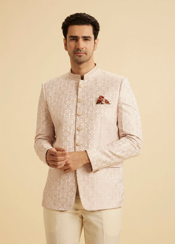 Manyavar Men Peach Elegance Jodhpuri Suit