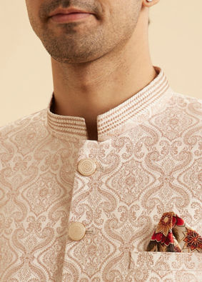 Manyavar Men Peach Elegance Jodhpuri Suit