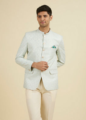 Manyavar Men Aqua Green Exquisite Suit Set