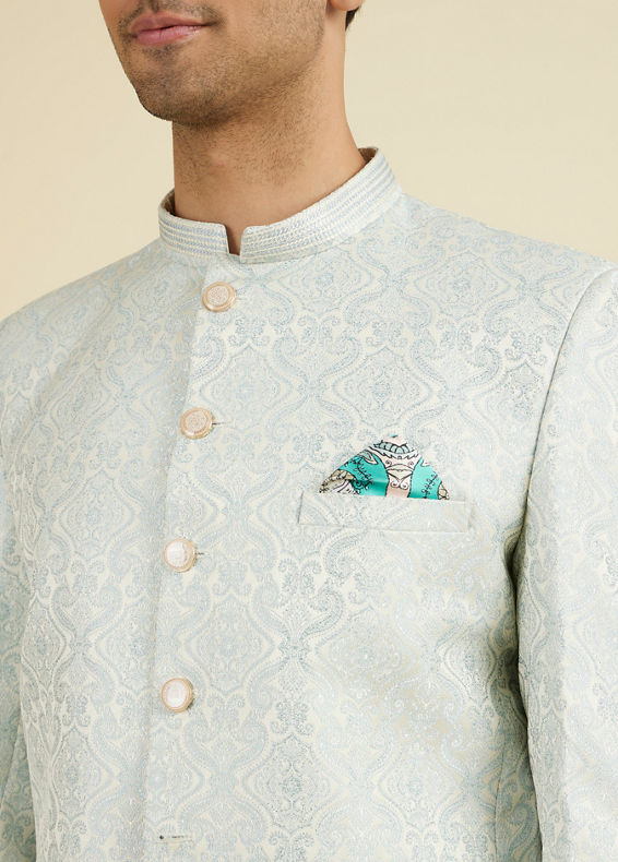 Manyavar Men Aqua Green Exquisite Suit Set