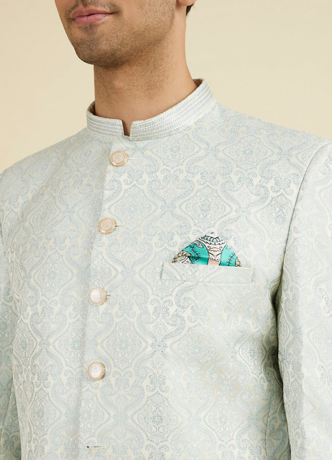 Manyavar Men Aqua Green Exquisite Suit Set
