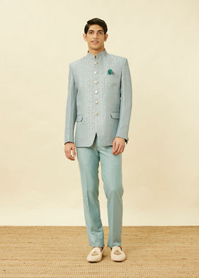 Blissful Blue Medallion Patterned Suit image number 2