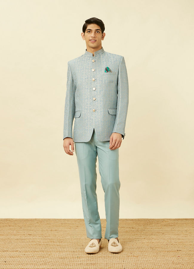 Blissful Blue Medallion Patterned Suit image number 2