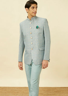 Blissful Blue Medallion Patterned Suit image number 0