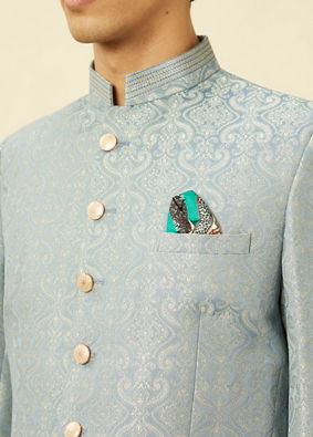 Blissful Blue Medallion Patterned Suit image number 1
