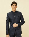 alt message - Manyavar Men Sapphire Blue Ogee Patterned Suit image number 0