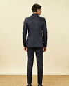 Manyavar Men Sapphire Blue Ogee Patterned Suit