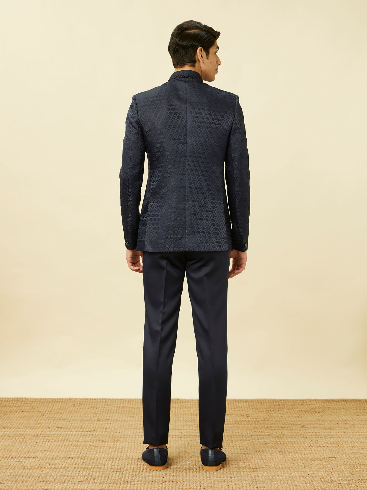 Sapphire Blue Ogee Patterned Suit image number 4