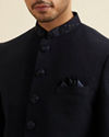 alt message - Manyavar Men Dark Blue Embroidered Neckline Jodhpuri Set image number 1