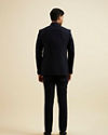 Manyavar Men Dark Blue Embroidered Neckline Jodhpuri Set