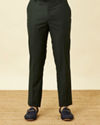 Manyavar Men Deep Green Lily Motif Jaal Patterned Jodhpuri Suit